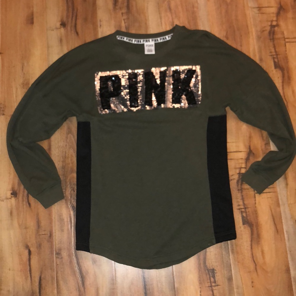 PINK army green longsleeve with sequins